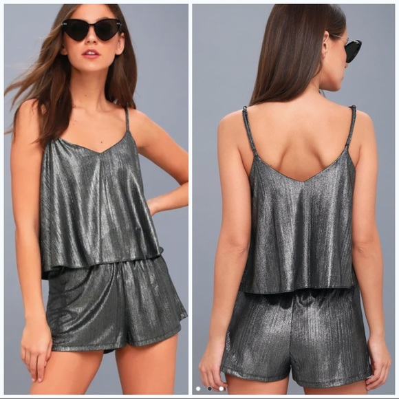 BB Dakota Pants - Summer Pop over gunmetal overlap romper